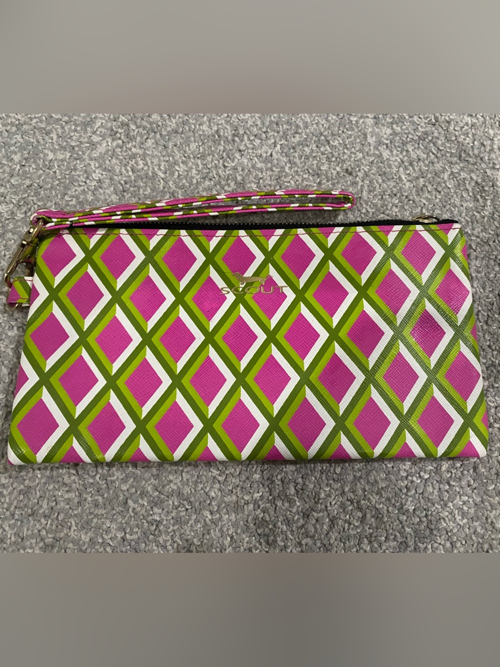 Scout Pink, Green & White Geometric Wristlet Card Holder